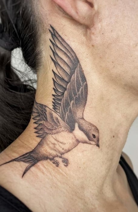Bird Neck Tattoo (1)