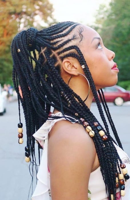 Braided Ponytail With Beads