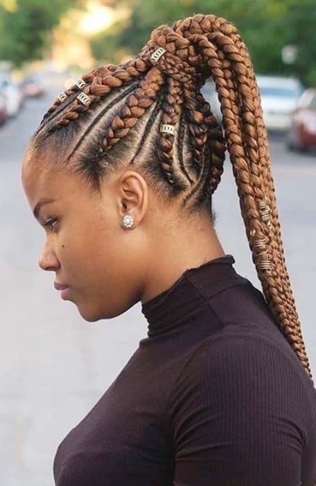 Braided Ponytail With Beads