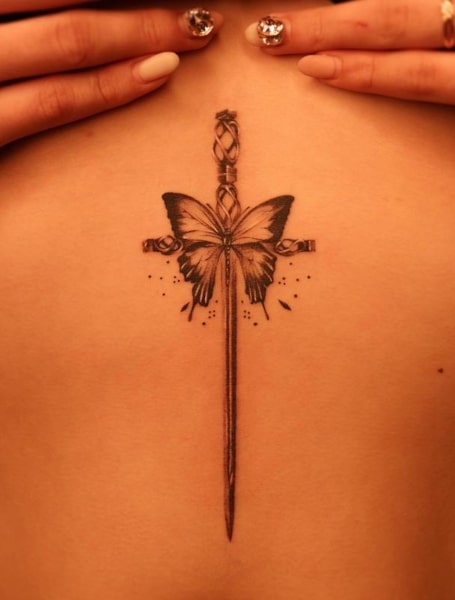 Butterfly Cross Tattoo (1)