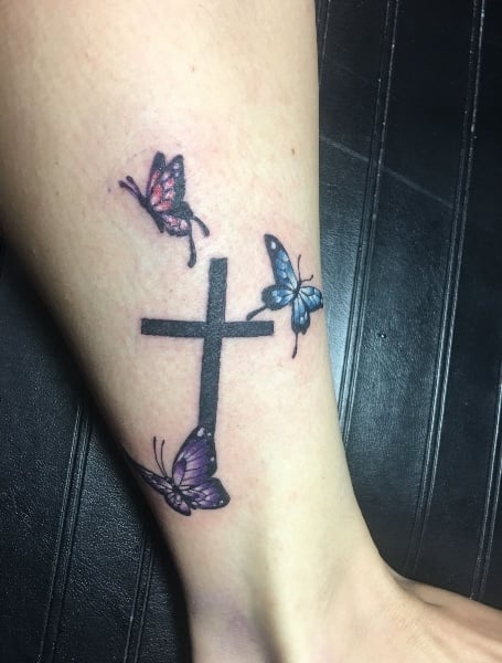 Butterfly Cross Tattoo