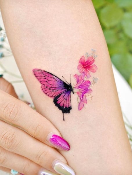 Butterfly Flower Tattoo (1)