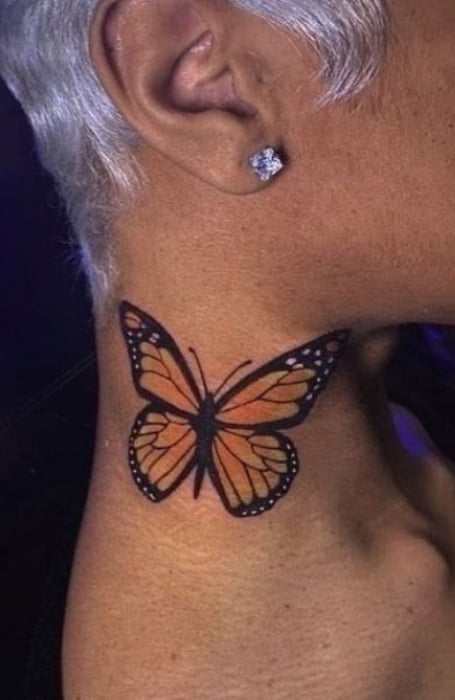 Butterfly Neck Tattoo