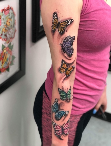 Watercolor butterfly tattoo Celebrity Ink  Purple butterfly tattoo  Watercolor butterfly tattoo Butterfly tattoo