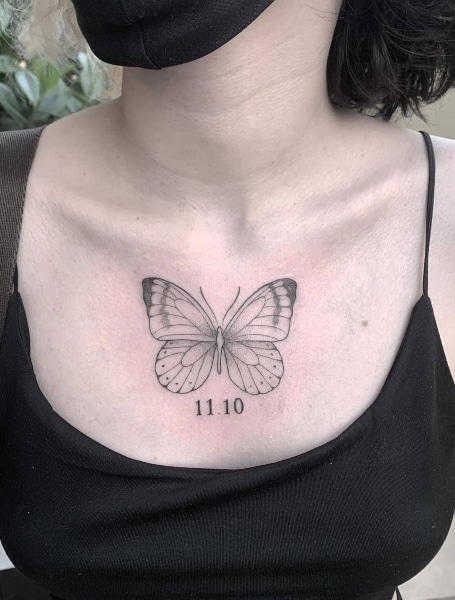 Butterfly Sternum Tattoo (1)