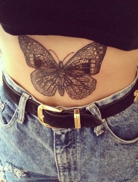 Butterfly Stomach Tattoo (1)
