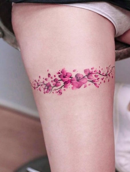 Cherry Blossom Thigh Tattoo (1)