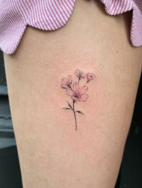 Cherry Blossom Thigh Tattoo (2)