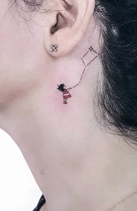 Cute Small Side Neck Tattoo (1)