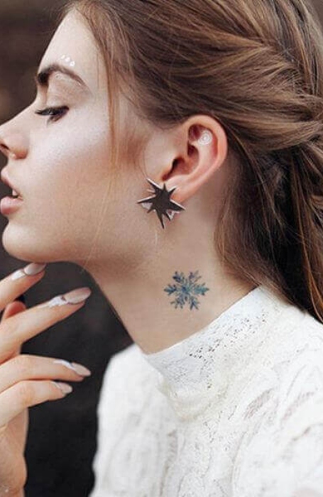 Cute Small Side Neck Tattoo