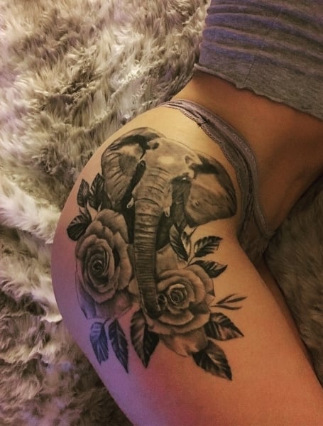 small elephant sunflower tattoo in 2023  Elephant tattoos Tattoos Elephant  tattoo design