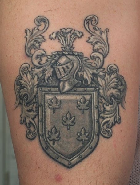 black and grey family crest coat of arms - Black and Grey Tattoos - Last  Sparrow Tattoo