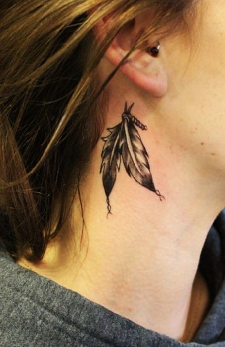 Feather Neck Tattoo (1)