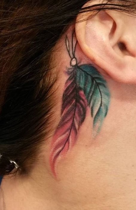 Feather Neck Tattoo3