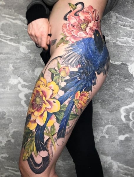 Flower Thigh Tattoo (1)
