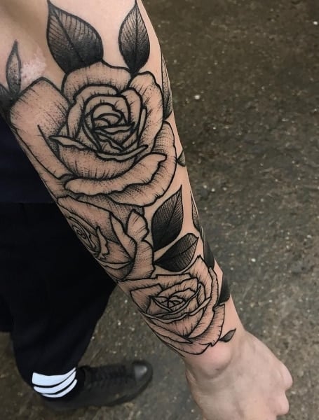 Forearm Rose Tattoos For Men