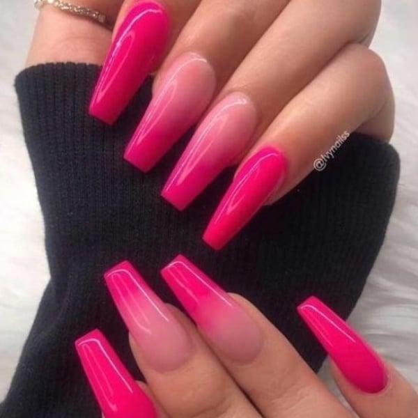 Hot Pink Ombre Nails