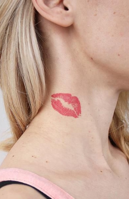 Lips On Neck Tattoo