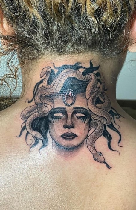 Medusa Neck Tattoo2