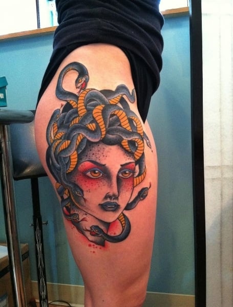 Medusa Thigh Tattoo (2)