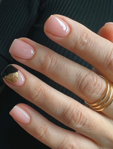 Nude Nails With Feature Art