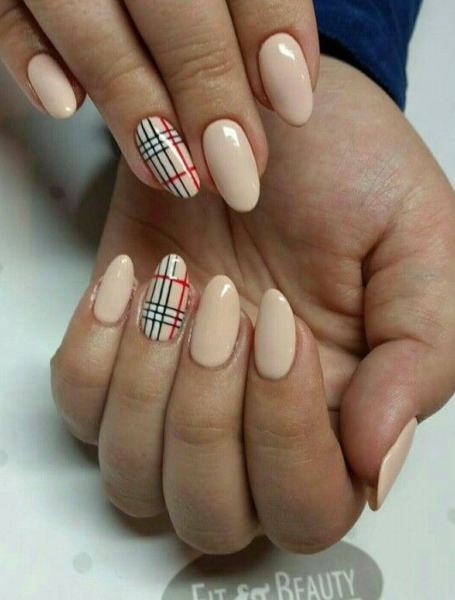 Nude Tartan Nails