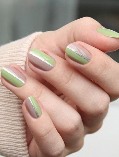 Nude And Green Nail Designs