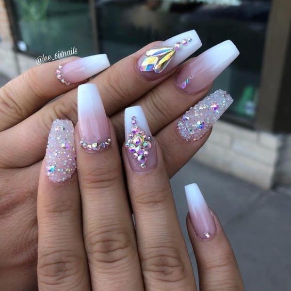 Ombre Nails With Diamonds (1)