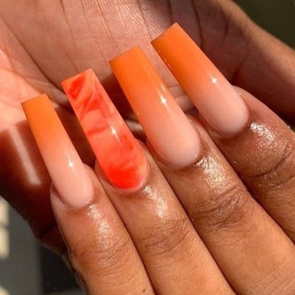 Orange Ombre Nails