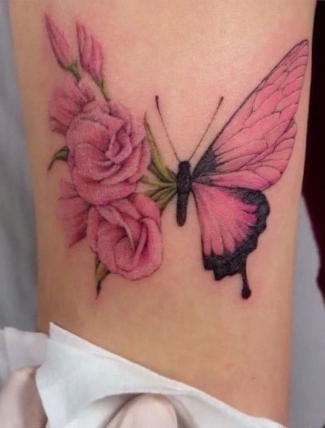 Pink Butterfly Tattoo (1)