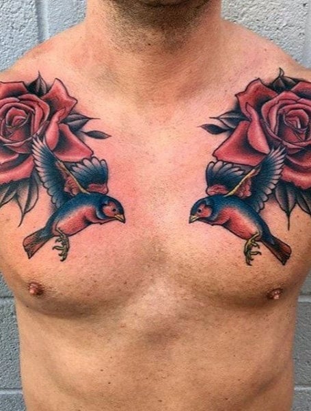 Bear and Roses Chest Tattoo by Jeff Johnson  Tattoos