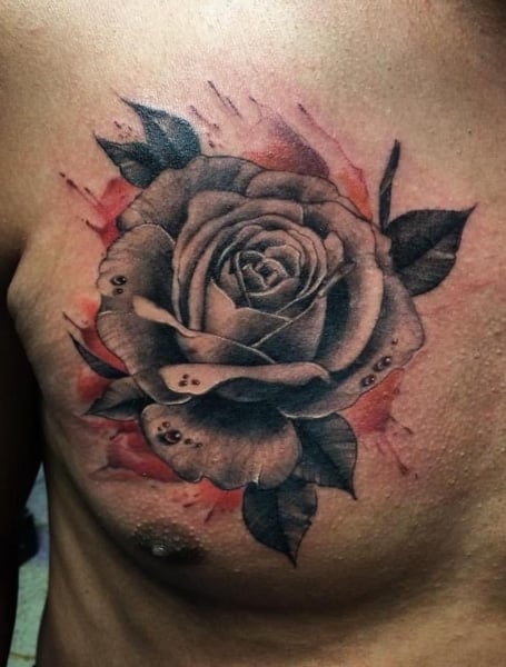 rose tattoos on chest