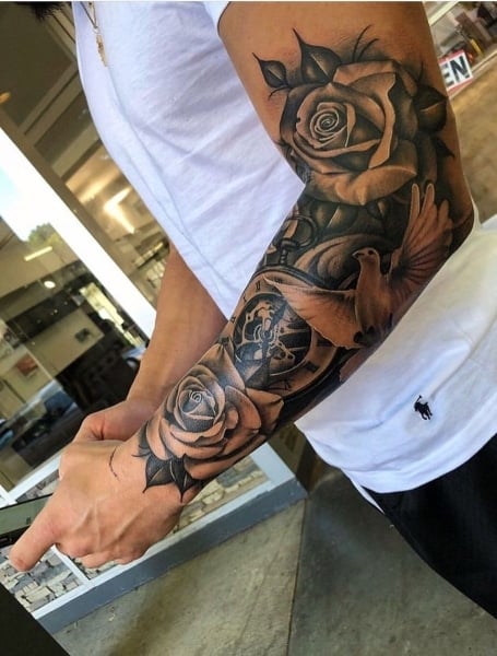 Rose Half Sleeve Tattoo (4)