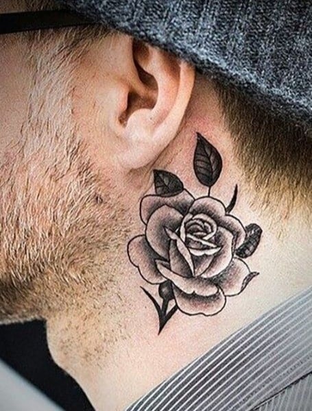 51 Best Rose Neck Tattoos