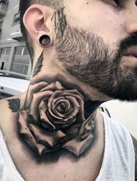 Rose Neck Tattoo (3)