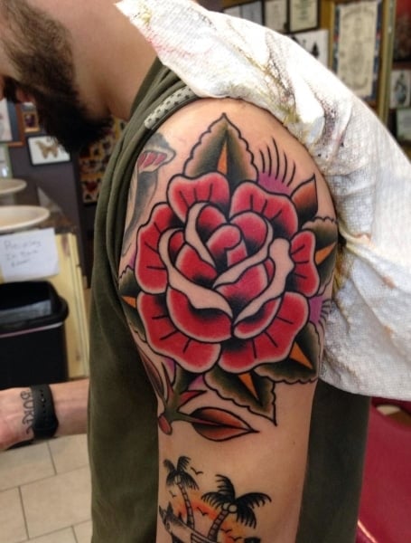 Shoulder Realism Rose tattoo at theYoucom