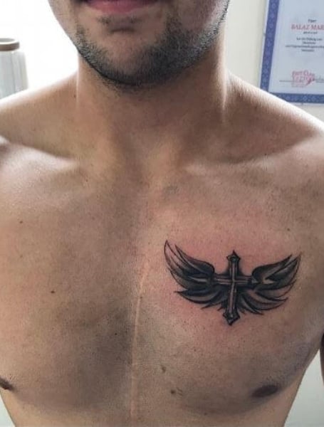 30 Chest Tattoos for Men and Women Words Names  Quotes  100 Tattoos