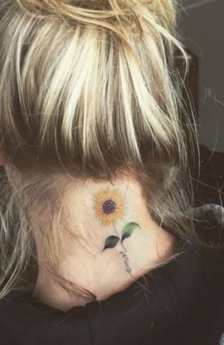 Sunflower Neck Tattoo