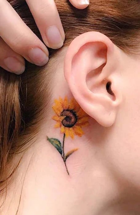 Sunflower Neck Tattoo