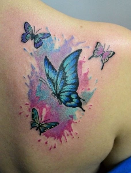 Watercolor Butterfly Tattoo (1)