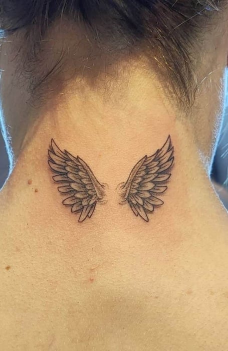 Wings Neck Tattoo (1)