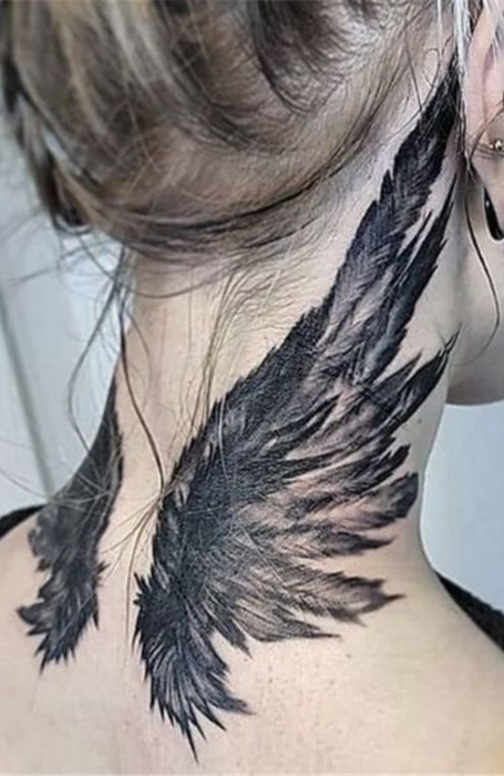 Wings Neck Tattoo