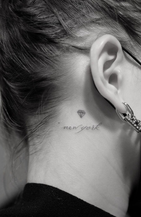 Hailey Bieber Neck Tattoo