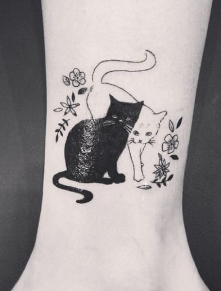 Black And White Cat Tattoo