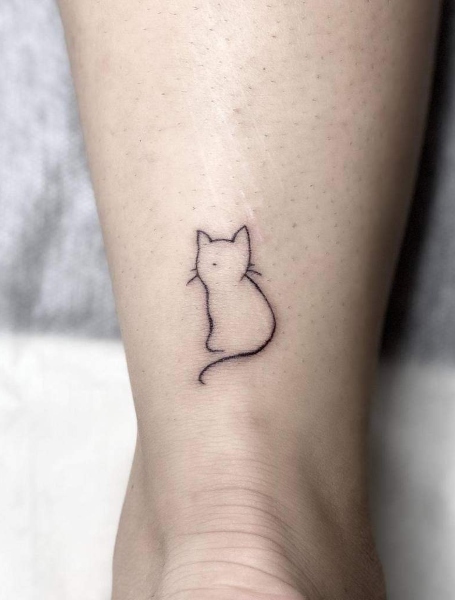 Cat Outline Tattoo 
