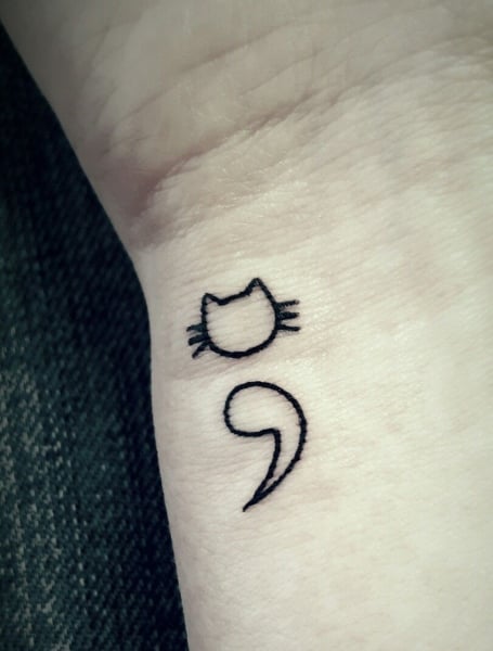 Cat Semicolon Tattoo 