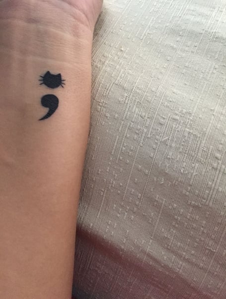 Cat Semicolon Tattoo