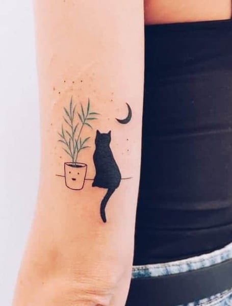 Cat Silhouette Tattoo 