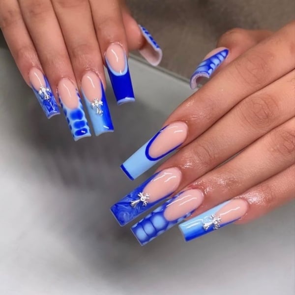 Coffin Royal Blue Nail Designs