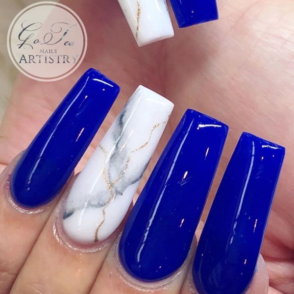 Grey And Royal Blue Nails (1)